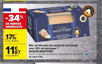 Carrefour Bloc De Foie Gras De Canard Du Sud-Ouest offre