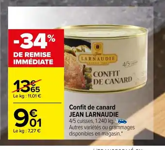 Carrefour Confit De Canard Jean Larnaudie offre
