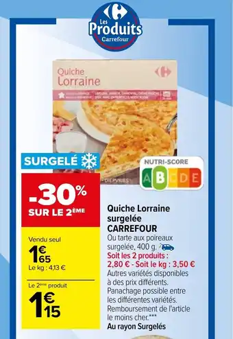 Carrefour Quiche Lorraine Surgelée Carrefour offre