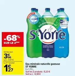 Carrefour Market Eau minérale naturelle gazeuse ST YORRE offre