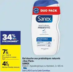 Carrefour Market Gel douche aux probiotiques naturels <<Duo Pack>> SANEX offre