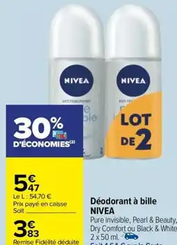 Carrefour Market Déodorant à bille NIVEA offre