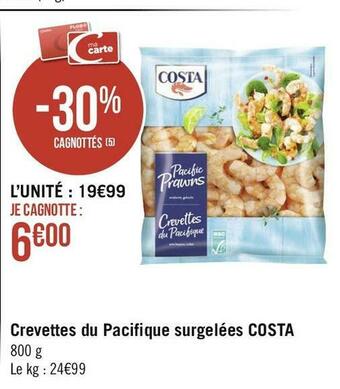 Géant Casino Costa crevettes du pacifique surgelées offre