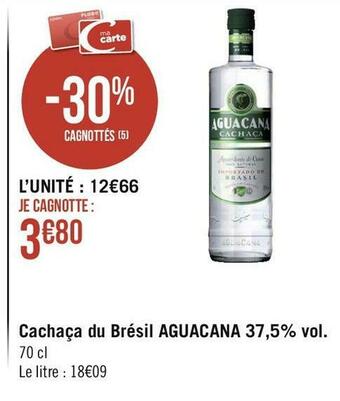 Aguacana cachaça du brésil 37,5% vol
