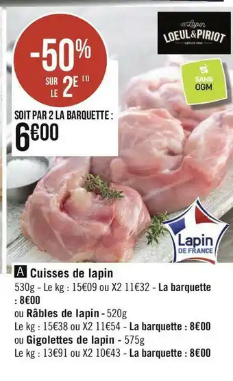 Géant Casino Loeul et piriot cuisses de lapin offre