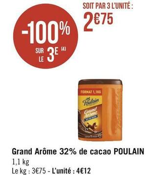 Géant Casino Poulain grand arôme 32% de cacao offre
