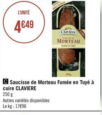 Claviere saucisse de morteau fumée en tuyé à cuire