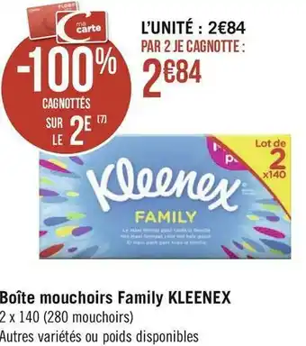 Géant Casino Kleenex boîte mouchoirs family offre
