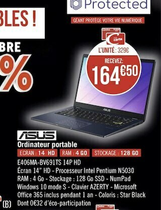Géant Casino Asus ordinateur portable offre