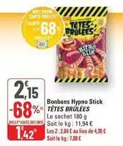 G20 Tetes brulees - bonbons hypno stick offre