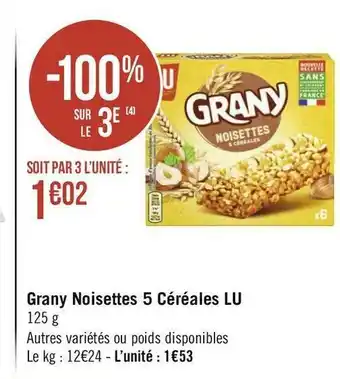 Géant Casino Lu grany noisettes 5 céréales offre