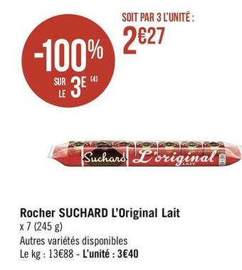 Géant Casino Suchard rocher l’original lait offre