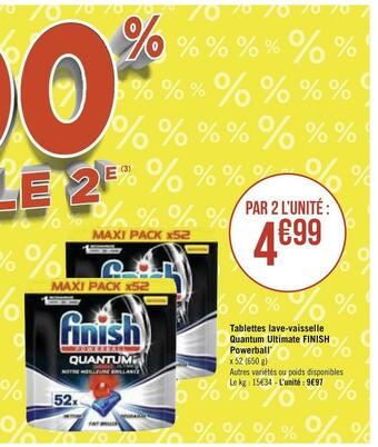 Géant Casino Finish tablettes lave-vaisselle quantum ultimate powerball* offre
