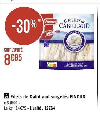 Géant Casino Findus filets de cabillaud surgelés offre