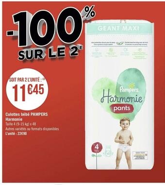 Géant Casino Pampers culottes bébé pampers harmonie offre
