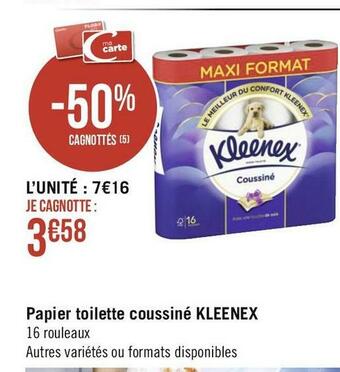 Géant Casino Kleenex papier toilette coussiné offre