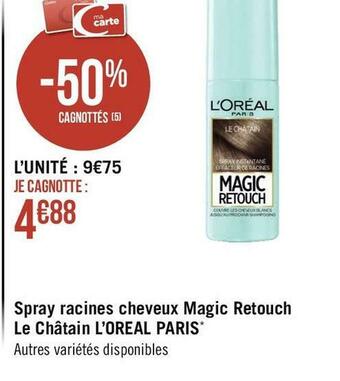 Géant Casino L’oreal paris spray racines cheveux magic retouch le châtain offre