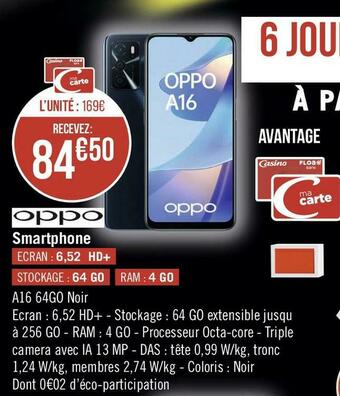 Géant Casino Oppo smartphone offre