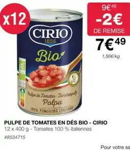 Costco PULPE DE TOMATES EN DÉS BIO - CIRIO offre