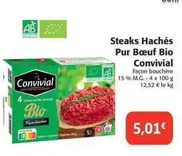Colruyt Convivial - steaks hachés pur boeuf bio offre