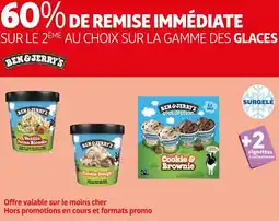 Auchan Supermarché Ben & Jerry's 60% DE REMISE IMMÉDIATE SUR LE 2ÈME AU CHOIX SUR LA GAMME DES GLACES BEN & JERRY'S offre