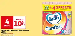 Auchan Supermarché LOTUS PAPIER TOILETTE CONFORT AQUATUBE ROSE offre