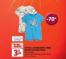Auchan Inextenso - lot de 2 combicourts bébé interlock offre