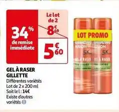 Auchan Gillette - gel à raser offre