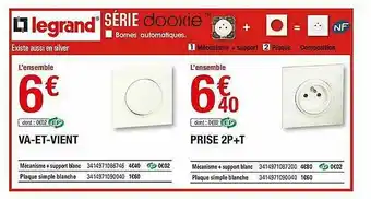 Brico Dépôt Série Dooxie : Va-et-vient, Prise 2p+t offre