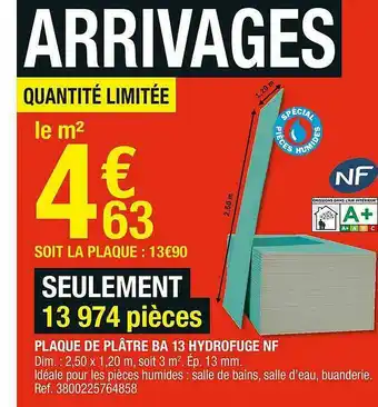 Brico Dépôt Plaque De Plâtre Ba 13 Hydrofuge Nf offre