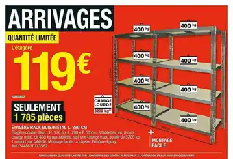 Brico Dépôt étagère Rack Bois-métal L. 290 Cm offre