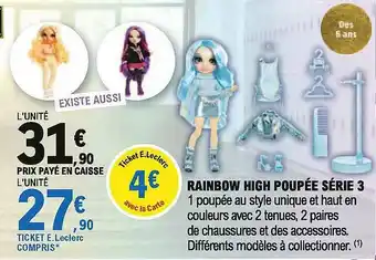 E.Leclerc Rainbow High Poupée Série 3 offre