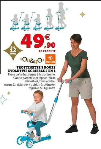Hyper U Trottinette 3 Roues évolutive Scribble 5 En 1 Mondo offre