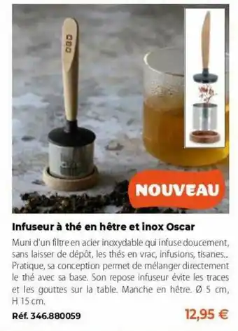 Infuseur à Thé En Hêtre Et Inox Oscar