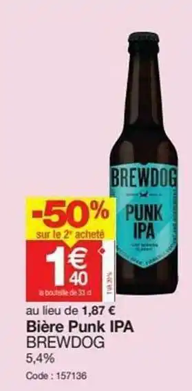 Promocash Bière Punk Ipa Brewdog offre