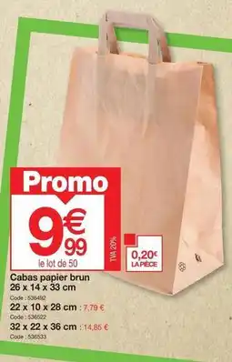 Promocash Cabas papier brun 26 x 14 x 33 cm offre