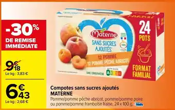 Carrefour Compotes sans sucres ajoutés offre