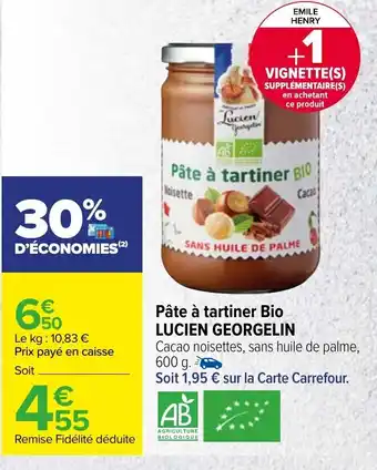 Carrefour Pâte à tartiner Bio offre
