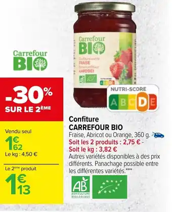 Carrefour Confiture Carrefour Bio offre