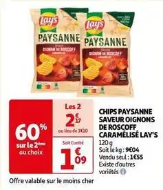 Auchan Lay's - chips paysanne saveur oignons de roscoff caramélisé offre