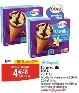 Cora x Carrefour Cora - cônes vanille offre
