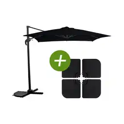 E.Leclerc Parasol jardin déporté Soleil - Carré - 2.5 x 2.5 m - Noir + Dalles à lester incluses offre