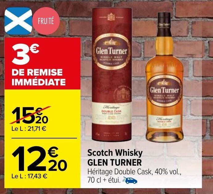 Promo Scotch whisky GLEN TURNER chez Carrefour