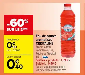 Carrefour Eau de source aromatisée CRISTALINE offre