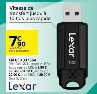Carrefour Clé USB 3.1 16go offre