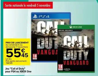 Carrefour Jeu "call of duty" pour PS4 ou XBOX one offre