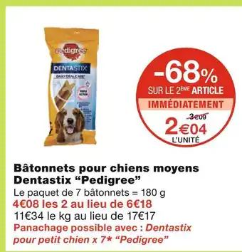 Monoprix Pedigree Bâtonnets pour chiens moyens Dentastix offre