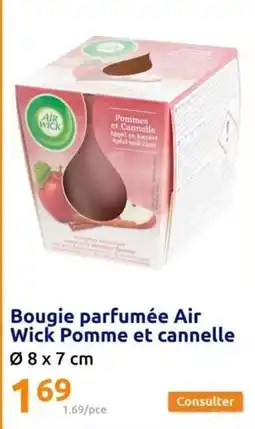 Action Air wick - bougie parfumée pomme et cannelle offre