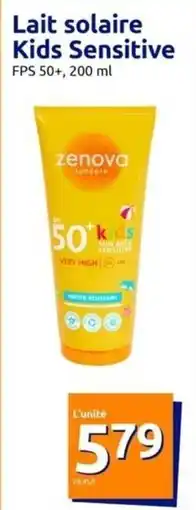 Action Zenova - lait solaire kids sensitive offre