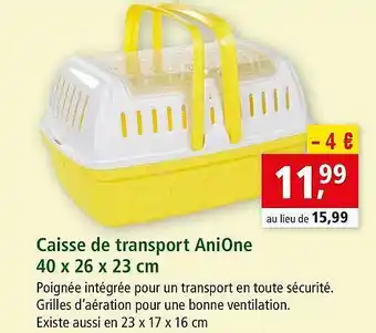 Maxi Zoo Caisse De Transport Anione 40 X 26 X 23 Cm offre